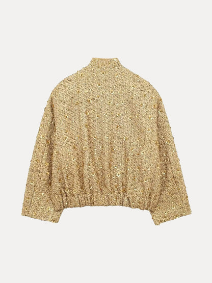 Elarova | Freizeit Bomberjacke mit goldenen Pailletten