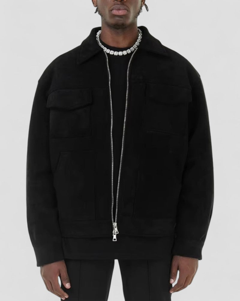 Elarova | Freizeitjacke aus Wildleder für Herren mit Reißverschluss und Taschendetail