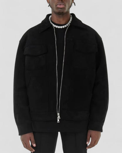 Elarova | Freizeitjacke aus Wildleder für Herren mit Reißverschluss und Taschendetail