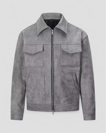 Elarova | Freizeitjacke aus Wildleder für Herren mit Reißverschluss und Taschendetail