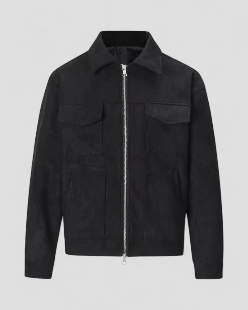 Elarova | Freizeitjacke aus Wildleder für Herren mit Reißverschluss und Taschendetail