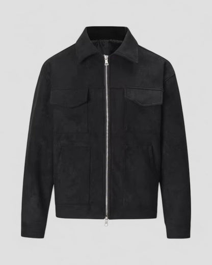 Elarova | Freizeitjacke aus Wildleder für Herren mit Reißverschluss und Taschendetail