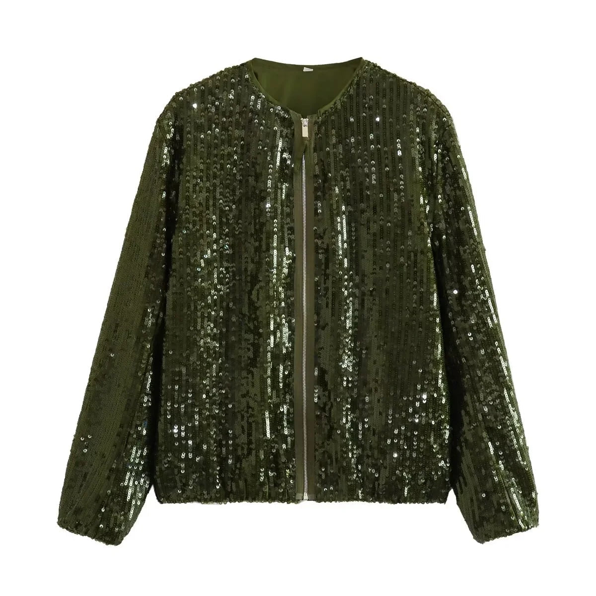 Elarova | Funkelnde Pailletten-Jacke mit Reißverschluss