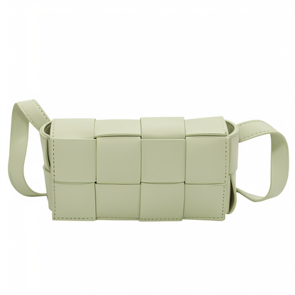 Elarova | Geblockte Umhängetasche Vegan Leder Damen | Geflochtene Tasche Frauen