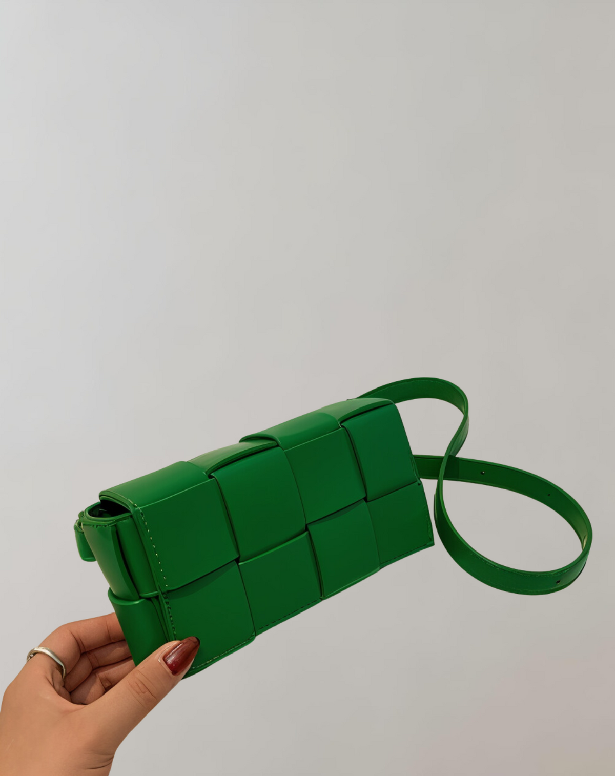 Elarova | Geblockte Umhängetasche Vegan Leder Damen | Geflochtene Tasche Frauen