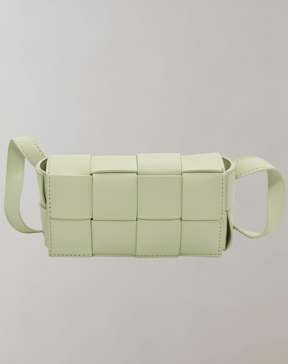 Elarova | Geblockte Umhängetasche Vegan Leder Damen | Geflochtene Tasche Frauen