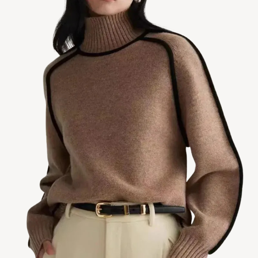 Elarova | Gemusterter Rollkragenpullover für Damen