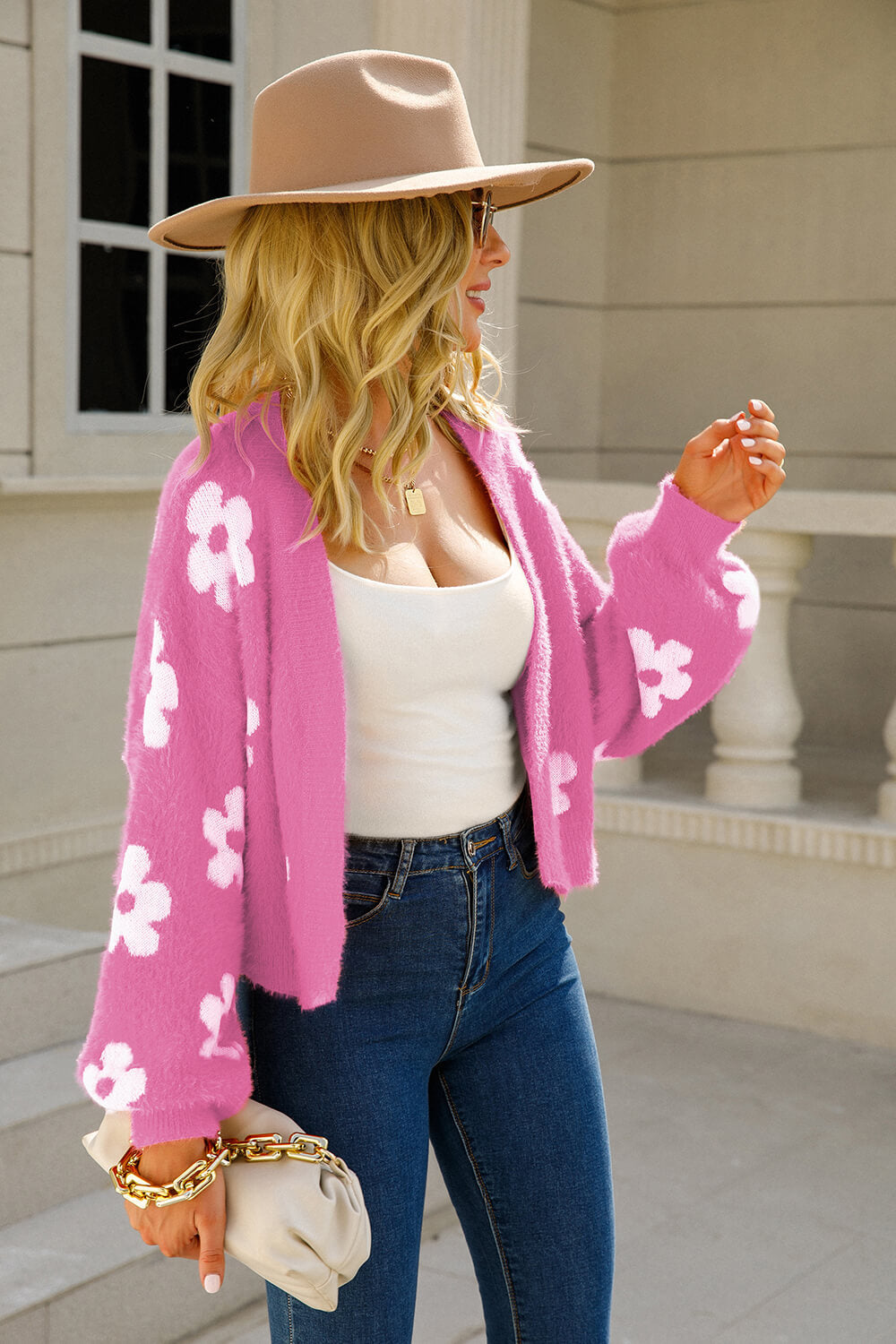 Elarova | Gemütlicher Floral Fuzzy Cardigan
