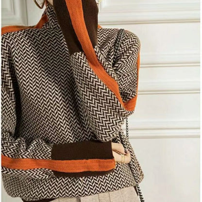 Elarova | Geometrisch gestrickter Rollkragenpullover