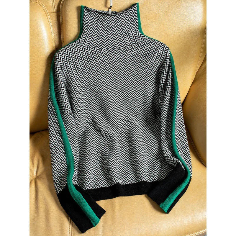Elarova | Geometrisch gestrickter Rollkragenpullover