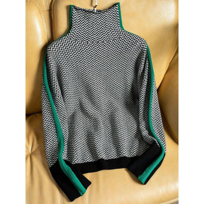 Elarova | Geometrisch gestrickter Rollkragenpullover