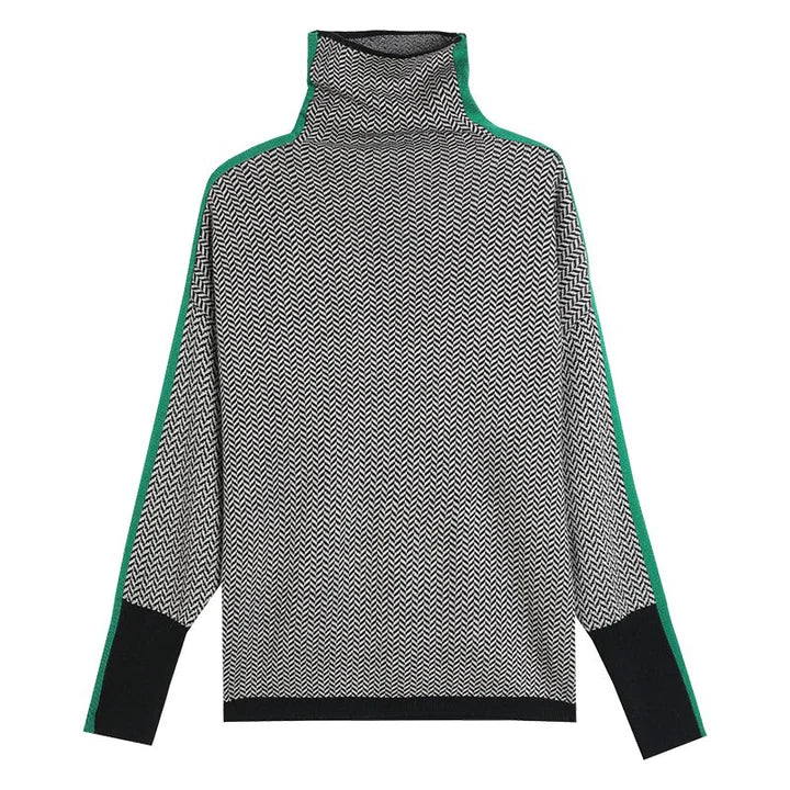 Elarova | Geometrisch gestrickter Rollkragenpullover