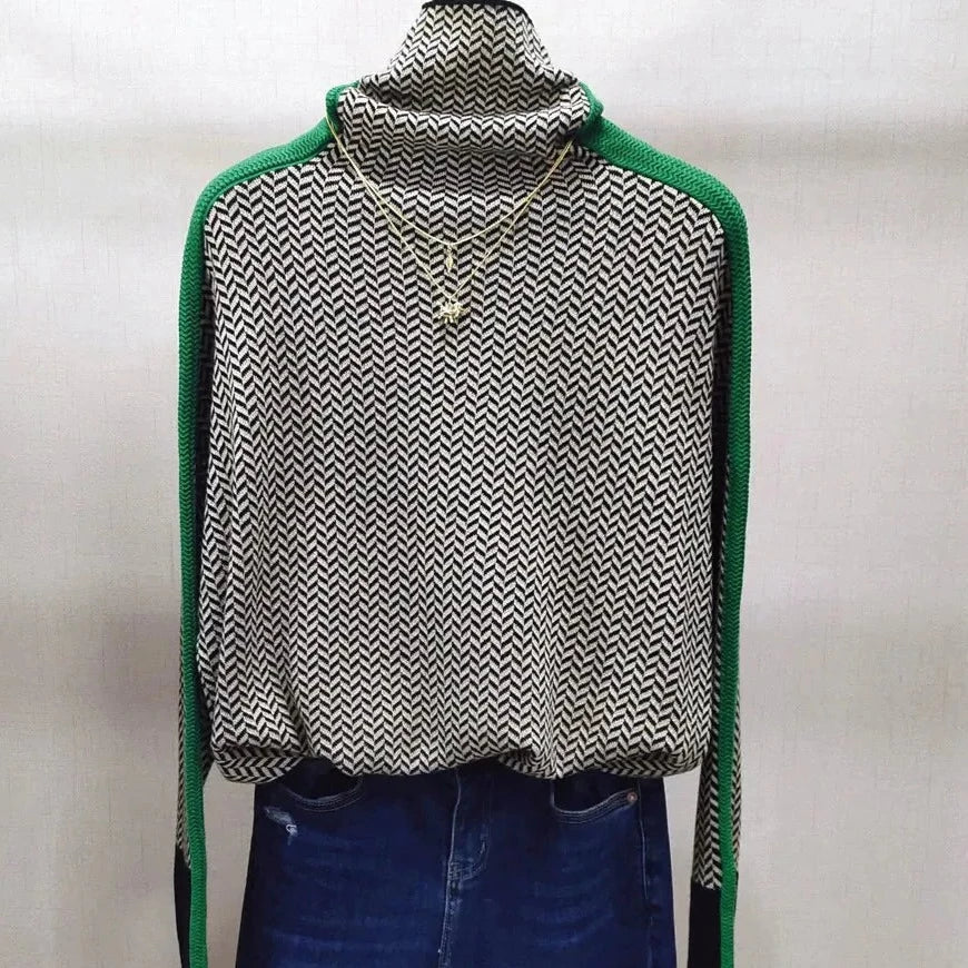 Elarova | Geometrisch gestrickter Rollkragenpullover