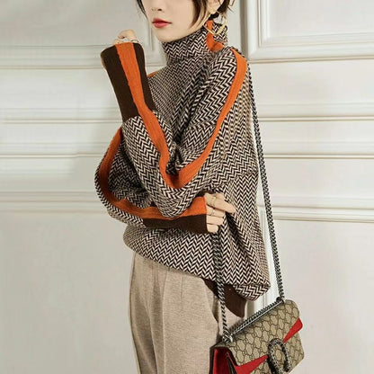 Elarova | Geometrisch gestrickter Rollkragenpullover