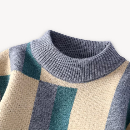 Elarova | Geometrischer Strickpullover für Herren – Weiche Acrylmischung, Rundhalsausschnitt, Langarm