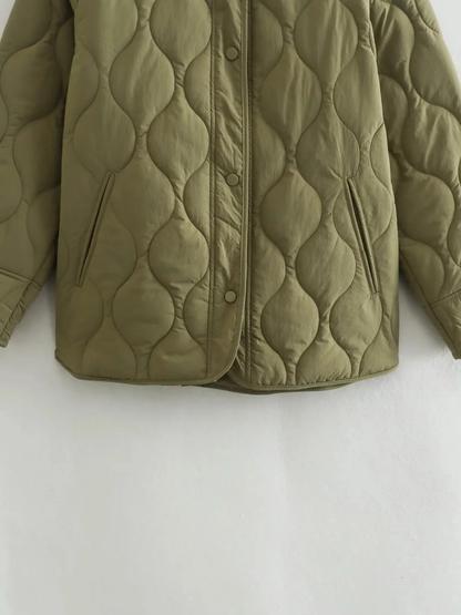 Elarova | Gepolsterte Jacke Damen, Leichtes Übergröße Modell Mit Taschen, Knopfverschluss