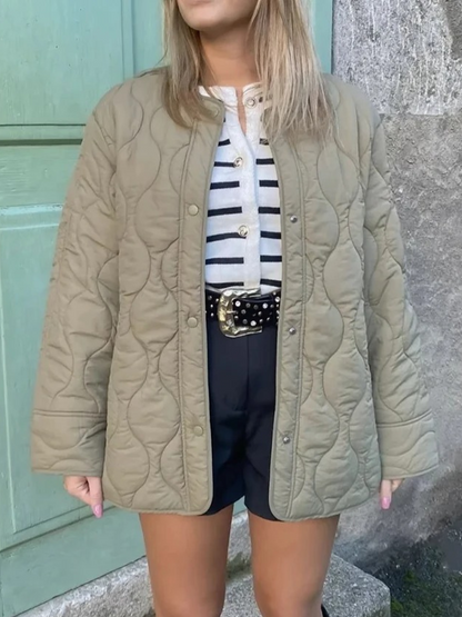 Elarova | Gepolsterte Jacke Damen, Leichtes Übergröße Modell Mit Taschen, Knopfverschluss