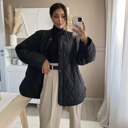 Elarova | Gepolsterte Jacke Damen, Leichtes Übergröße Modell Mit Taschen, Knopfverschluss