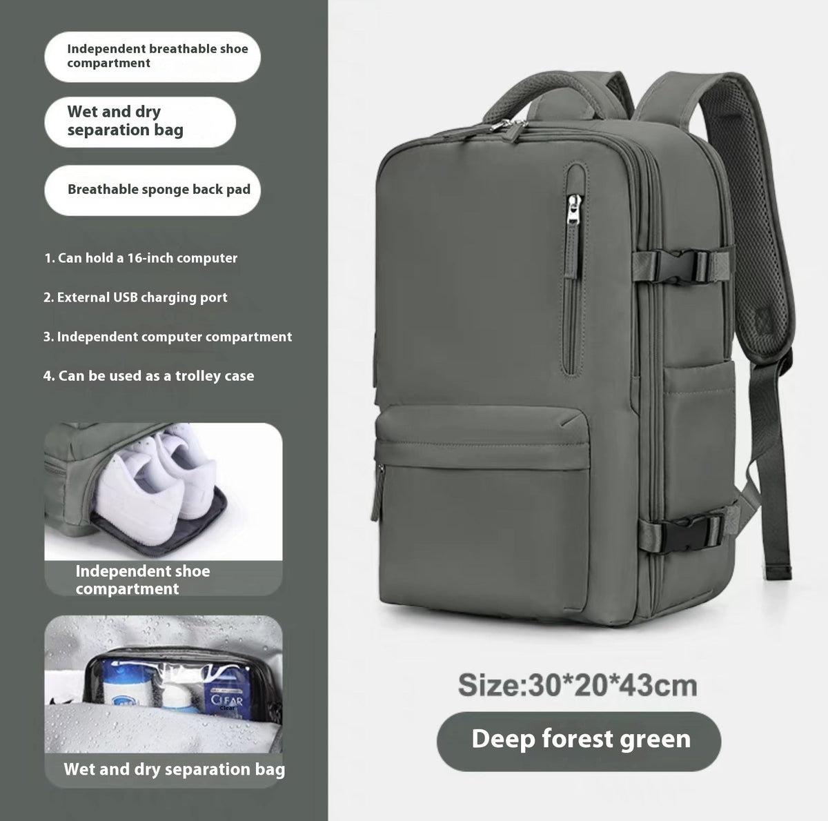 Elarova | Geräumiger Vielseitiger Rucksack
