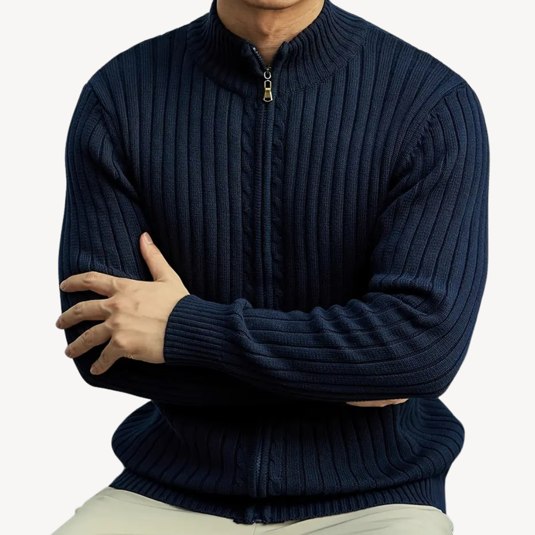 Elarova | Gerippter Pullover mit Reißverschluss für Herren