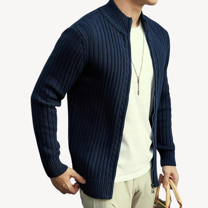 Elarova | Gerippter Pullover mit Reißverschluss für Herren