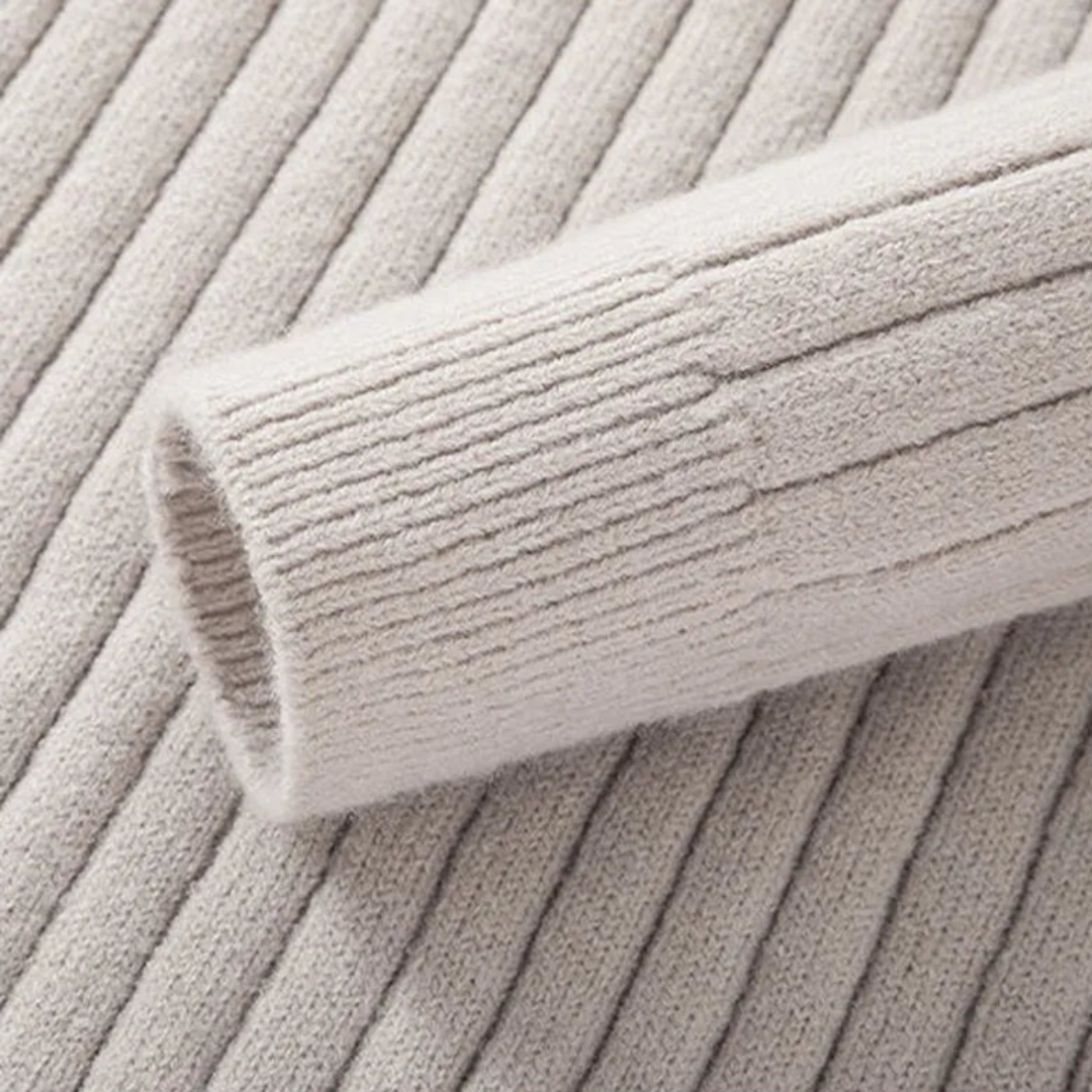 Elarova | Gerippter Pullover mit Viertelreißverschluss für Herren