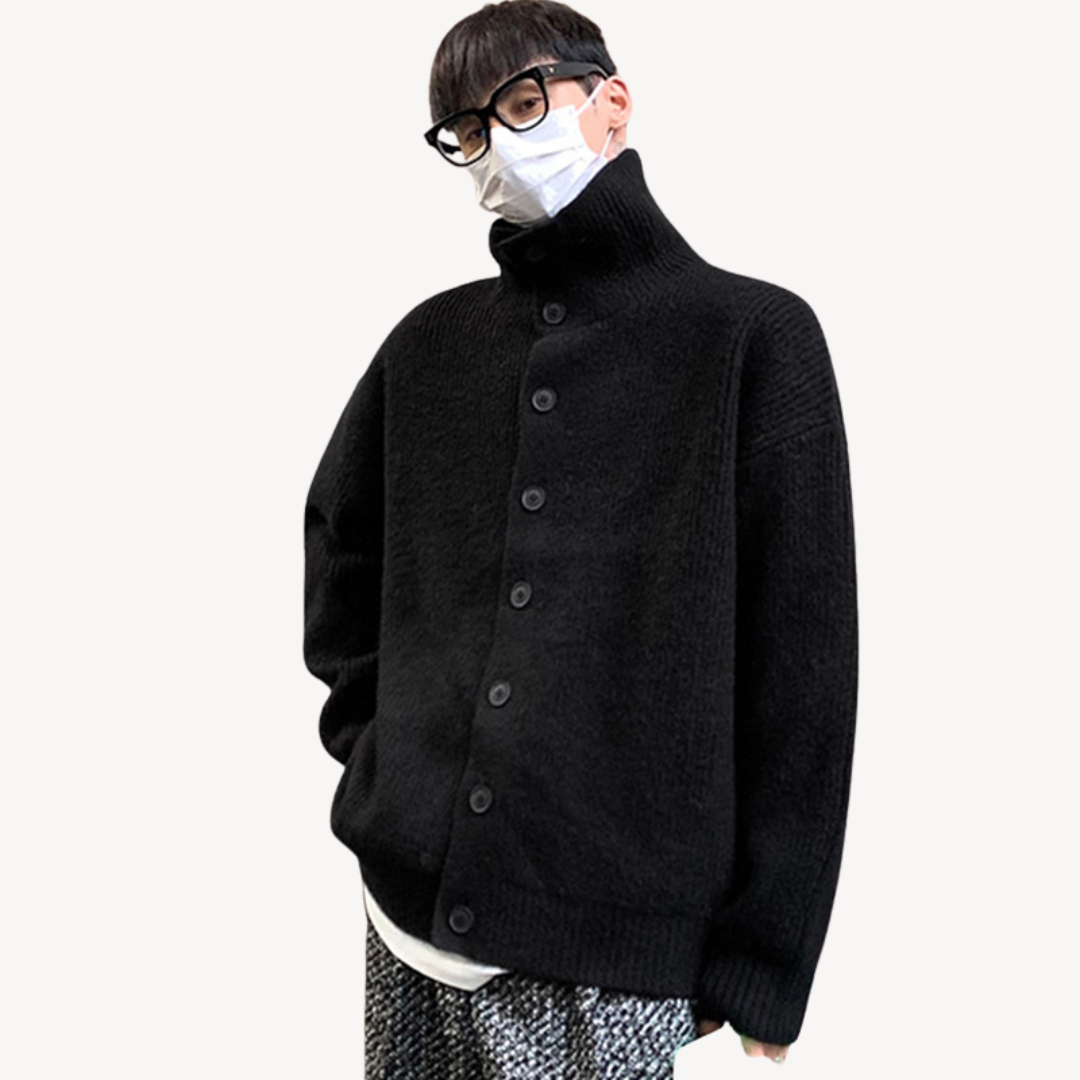 Elarova | Gerippter Strick-Cardigan mit Knöpfen für Herren