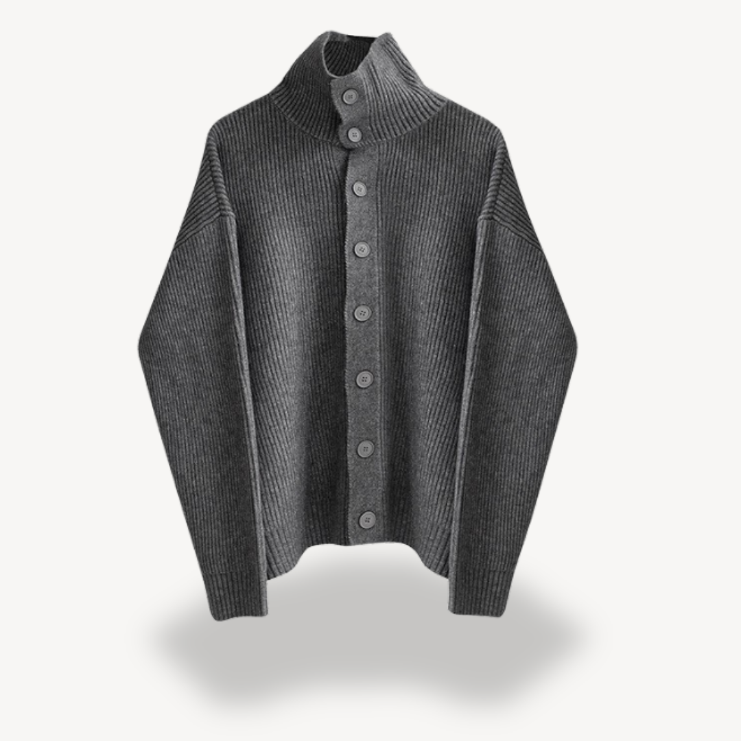 Elarova | Gerippter Strick-Cardigan mit Knöpfen für Herren