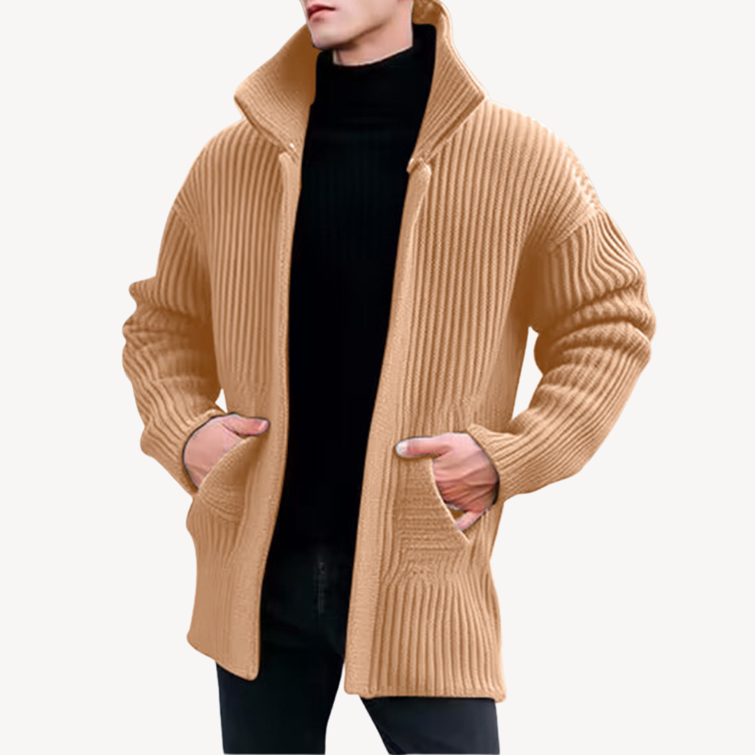 Elarova | Gerippter Strickcardigan für Herren