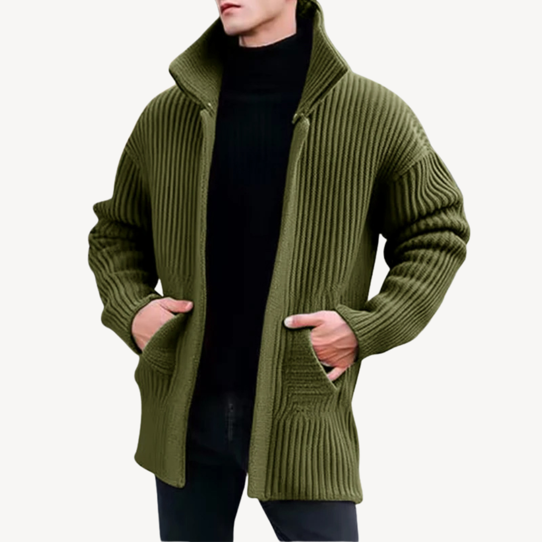 Elarova | Gerippter Strickcardigan für Herren