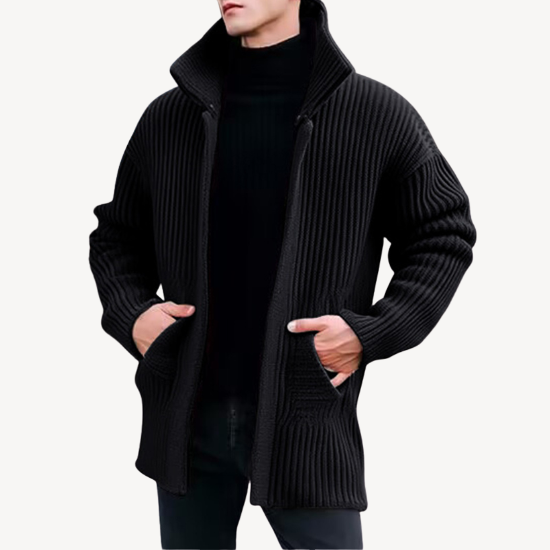 Elarova | Gerippter Strickcardigan für Herren