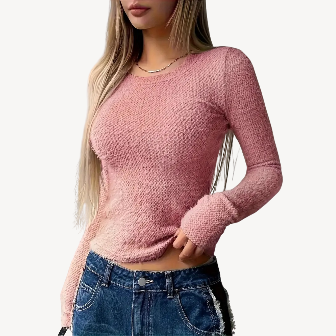 Elarova | Geripptes Langarm-Top für Damen