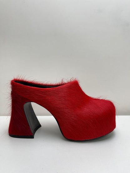 Elarova | Geschlossene Zehe Rosshaar Chunky Heel Wasserdichte Plattform Slipper