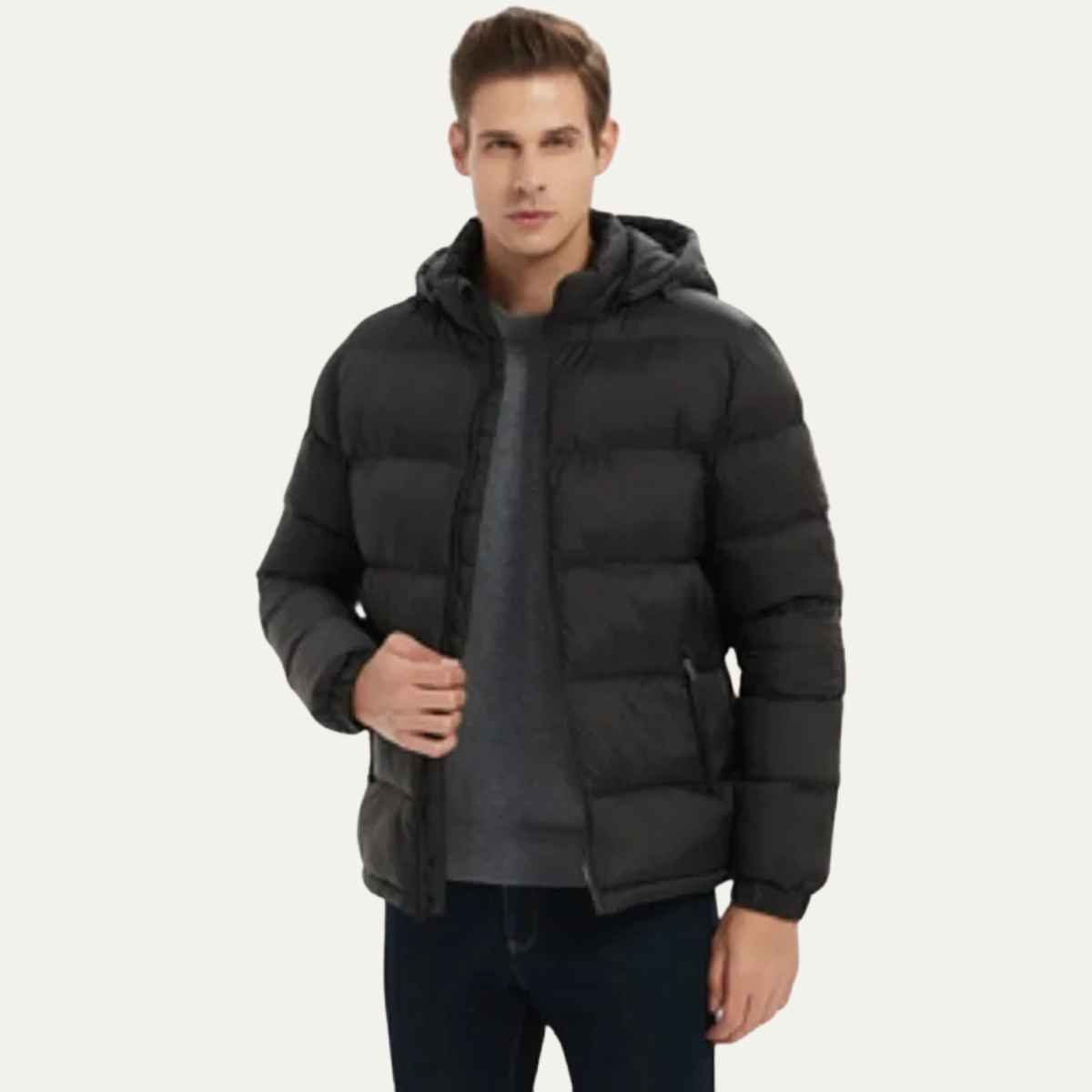 Elarova | Gesteppte Herren-Pufferjacke mit Kapuze
