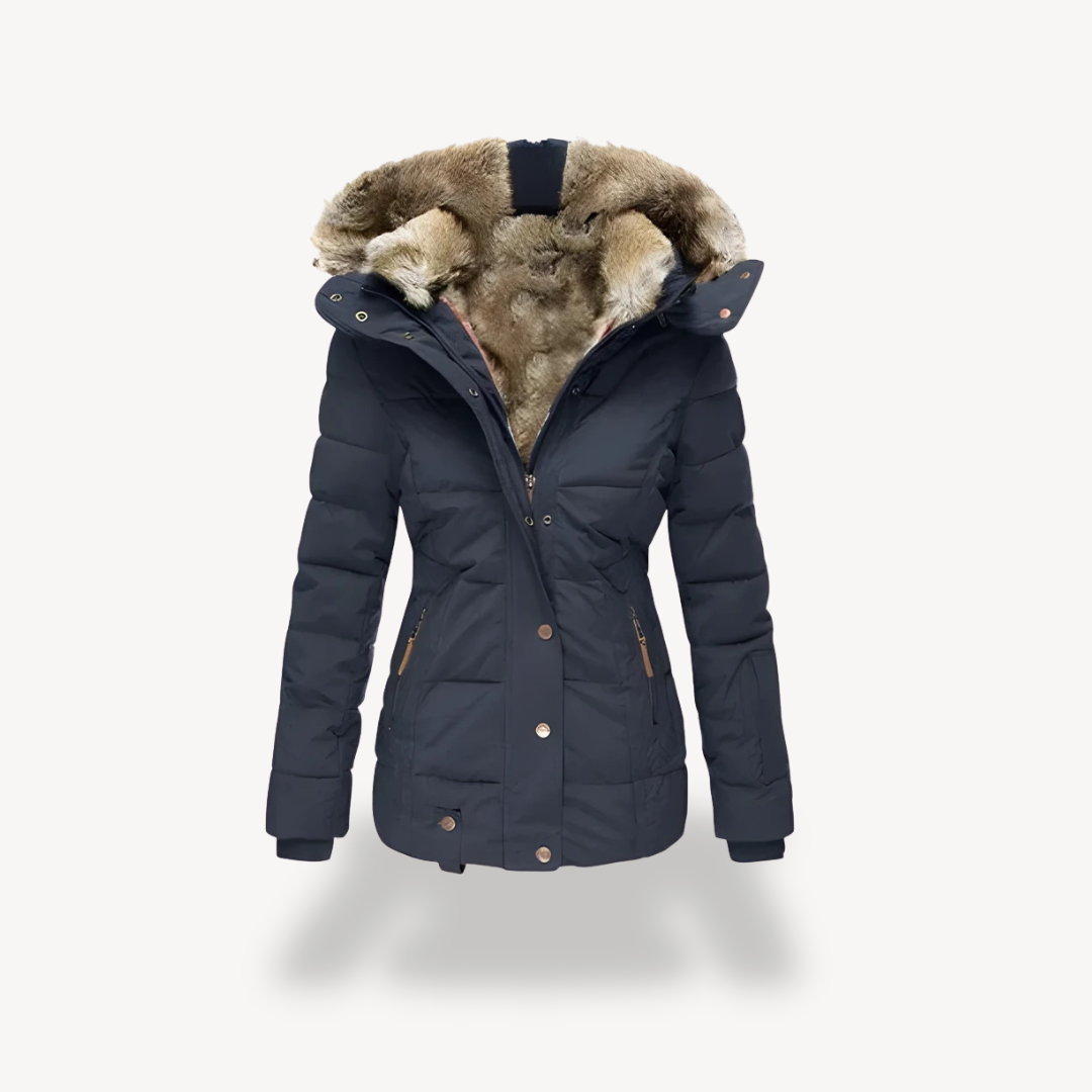 Elarova | Gesteppter Damenparka mit abnehmbarer Kunstpelzkapuze