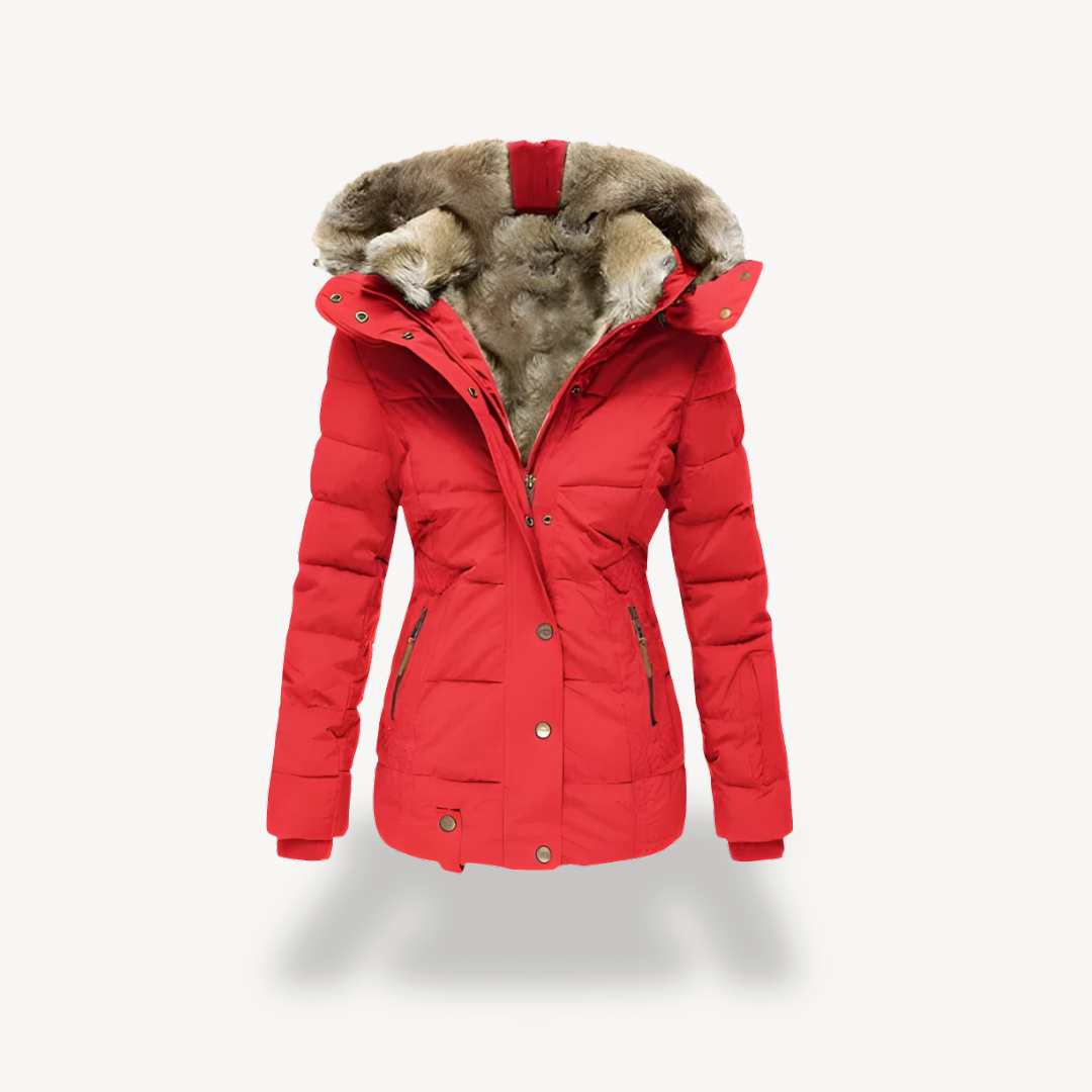 Elarova | Gesteppter Damenparka mit abnehmbarer Kunstpelzkapuze