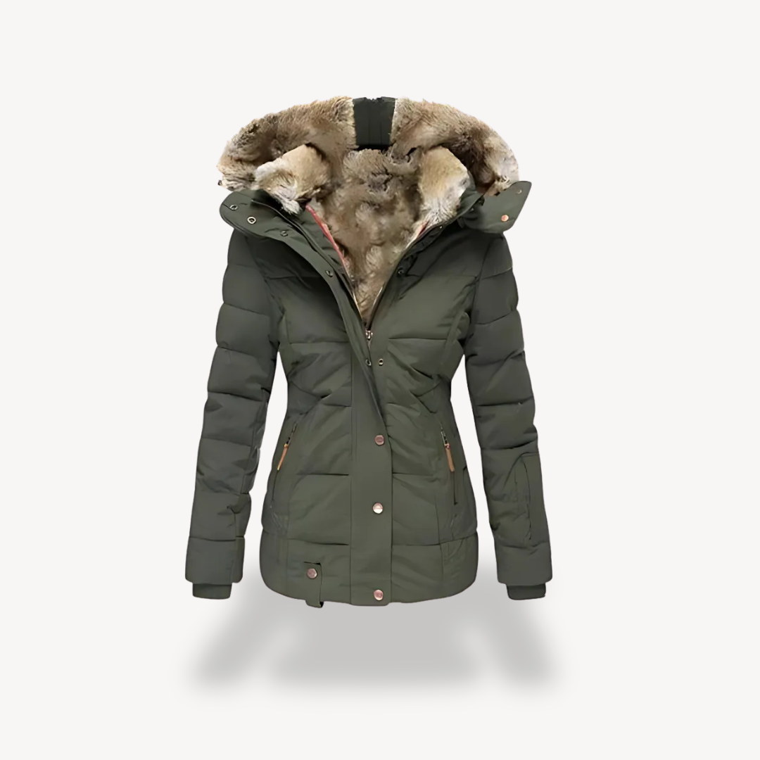 Elarova | Gesteppter Damenparka mit abnehmbarer Kunstpelzkapuze