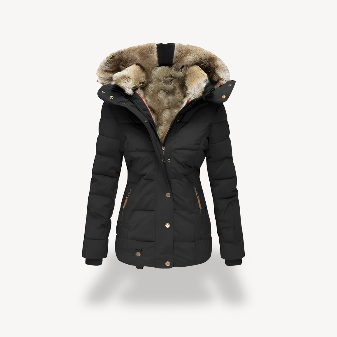 Elarova | Gesteppter Damenparka mit abnehmbarer Kunstpelzkapuze