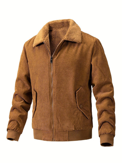 Elarova | Gestreifte Cord-Fleecejacke für Herren