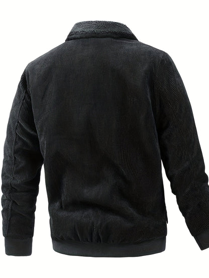 Elarova | Gestreifte Cord-Fleecejacke für Herren