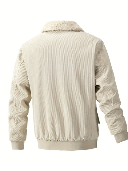 Elarova | Gestreifte Cord-Fleecejacke für Herren