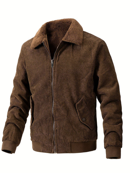 Elarova | Gestreifte Cord-Fleecejacke für Herren