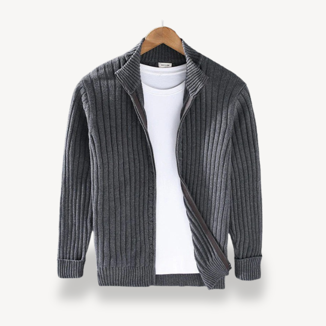 Elarova | Gestreifte Strickjacke mit Reißverschluss für Herren