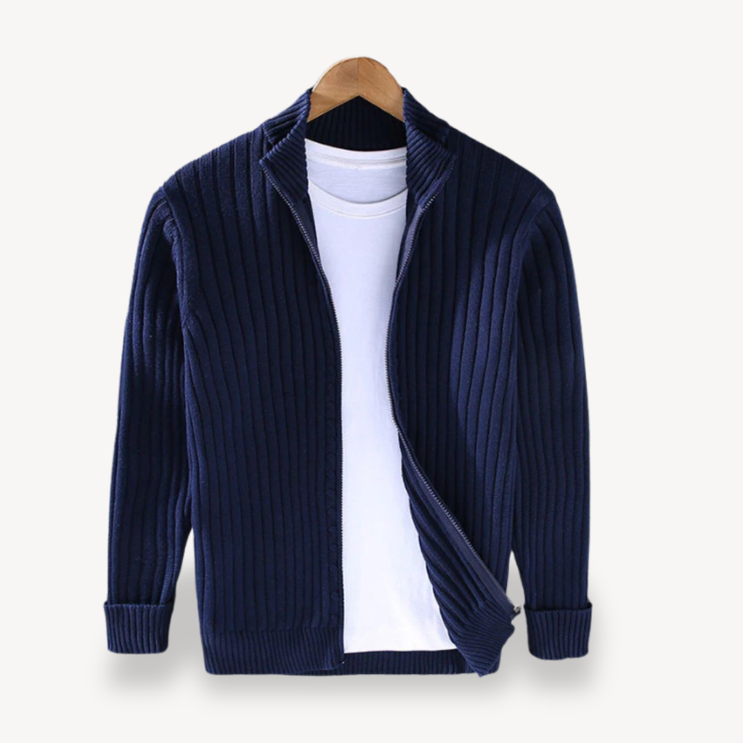 Elarova | Gestreifte Strickjacke mit Reißverschluss für Herren