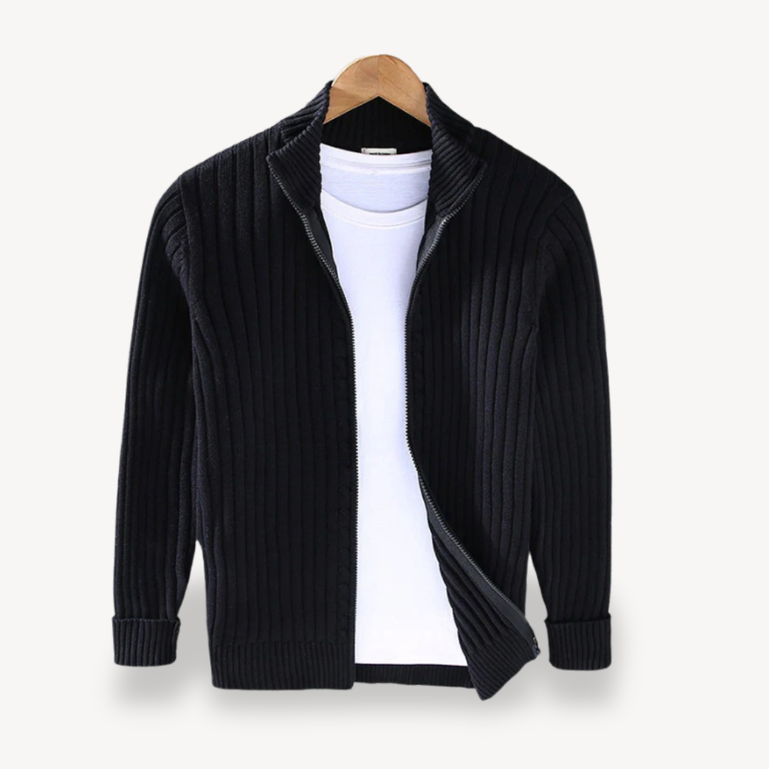 Elarova | Gestreifte Strickjacke mit Reißverschluss für Herren