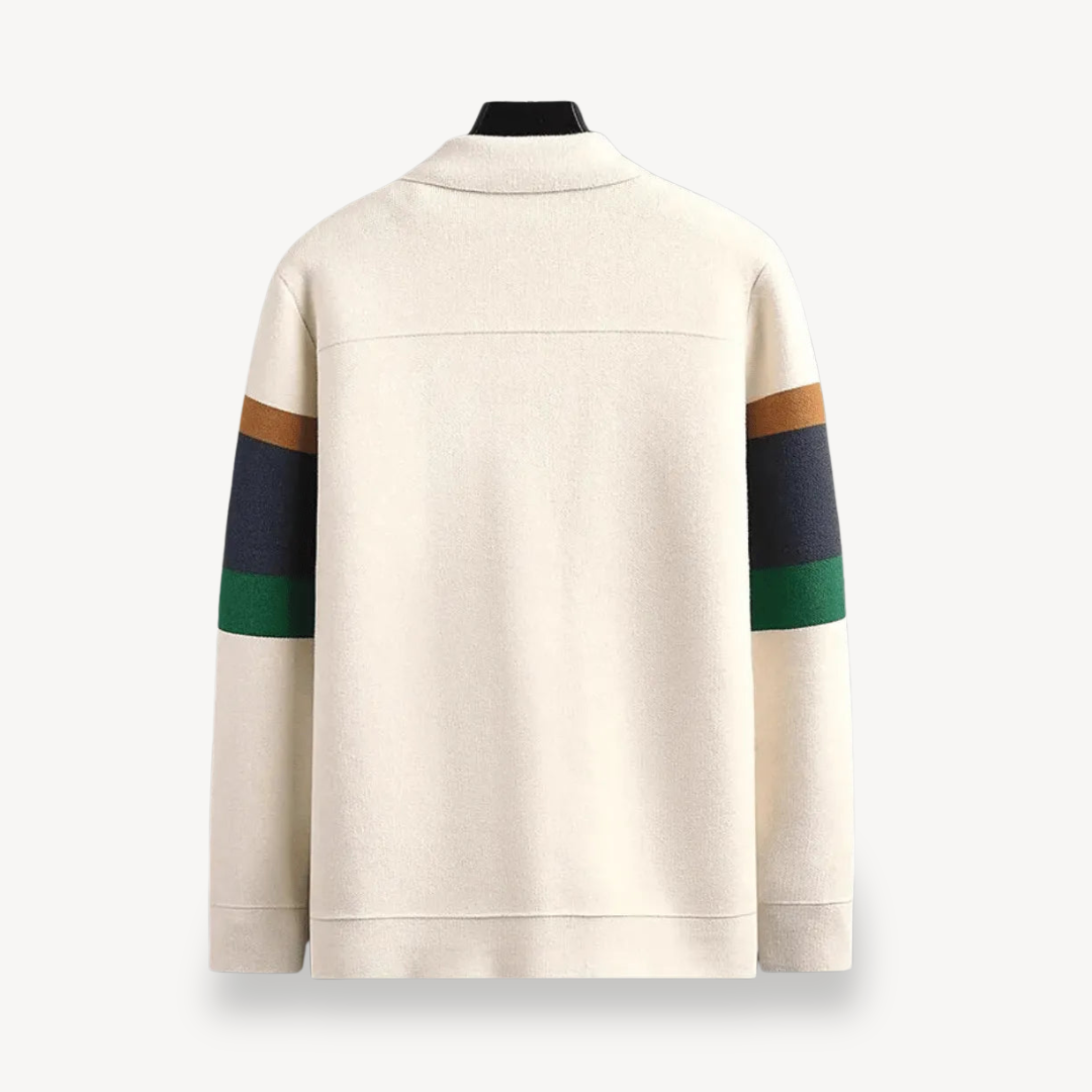 Elarova | Gestreifte Woll-Strickjacke für Herren