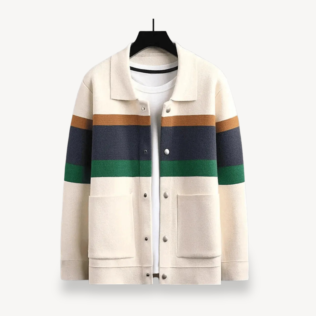 Elarova | Gestreifte Woll-Strickjacke für Herren