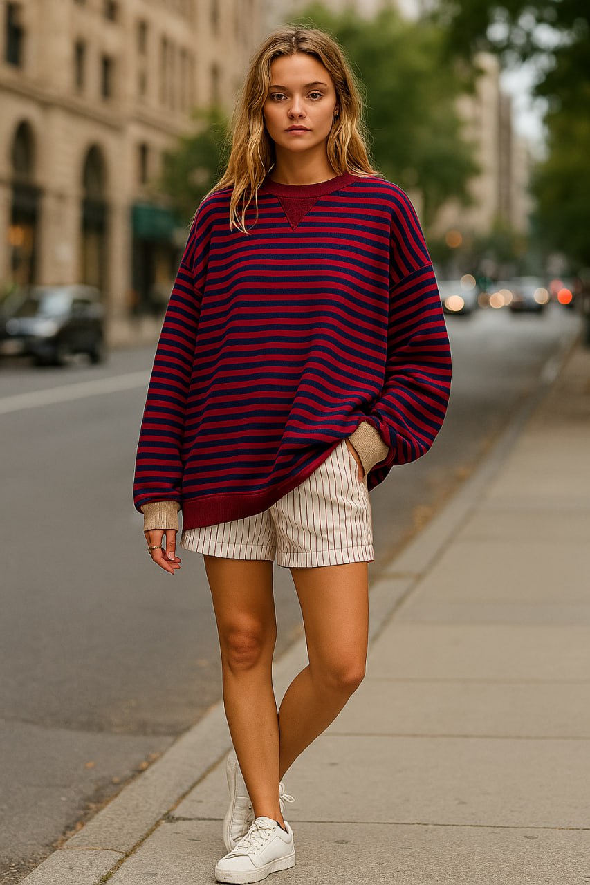 Elarova | Gestreifter Freizeitpullover