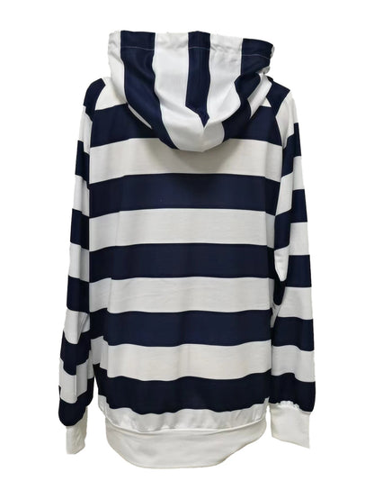 Elarova | Gestreifter Hoodie mit Reißverschluss und Kordelzug