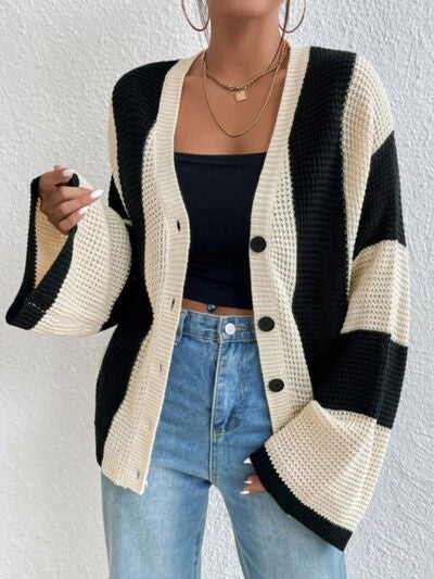 Elarova | Gestreifter KnopfCardigan